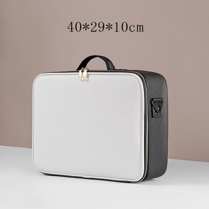 Leather Clapboard Cosmetic Bag Professional Make Up Case Large Traveling Insert
