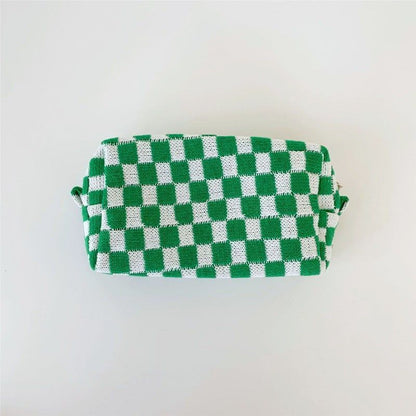Lattice Cosmetic Bag Knitted Fabric Makeup Organizer Travel Toiletry Beauty Case