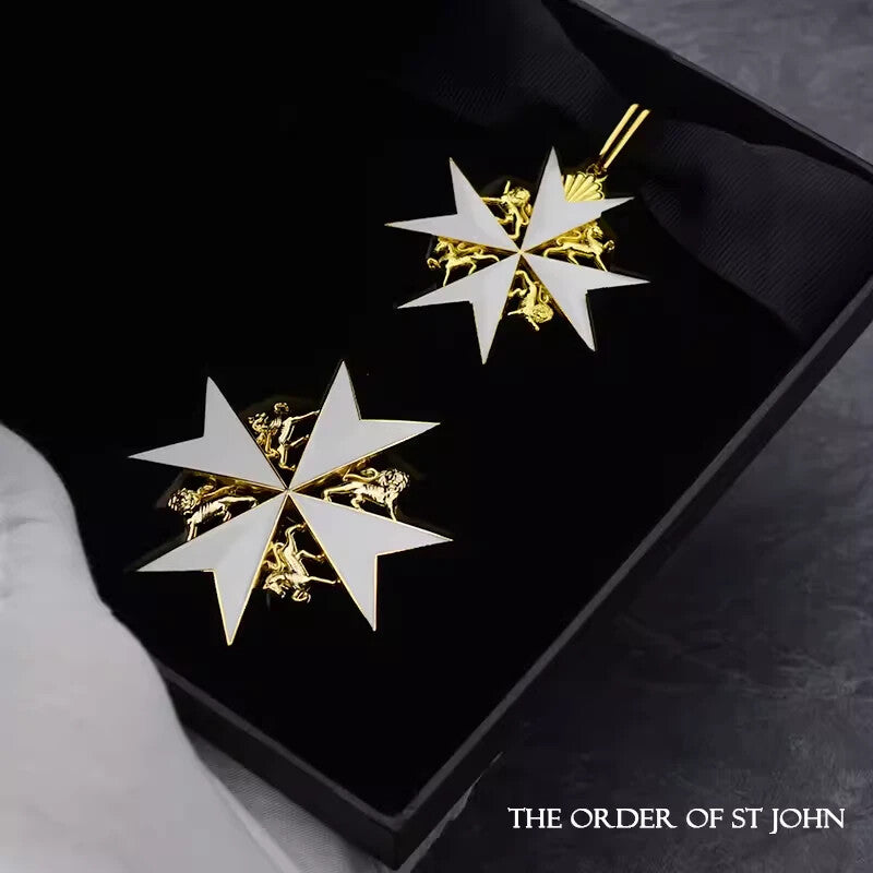 2pcs UK Knights Commander's Cross Medals The Order of St. John Case Replica
