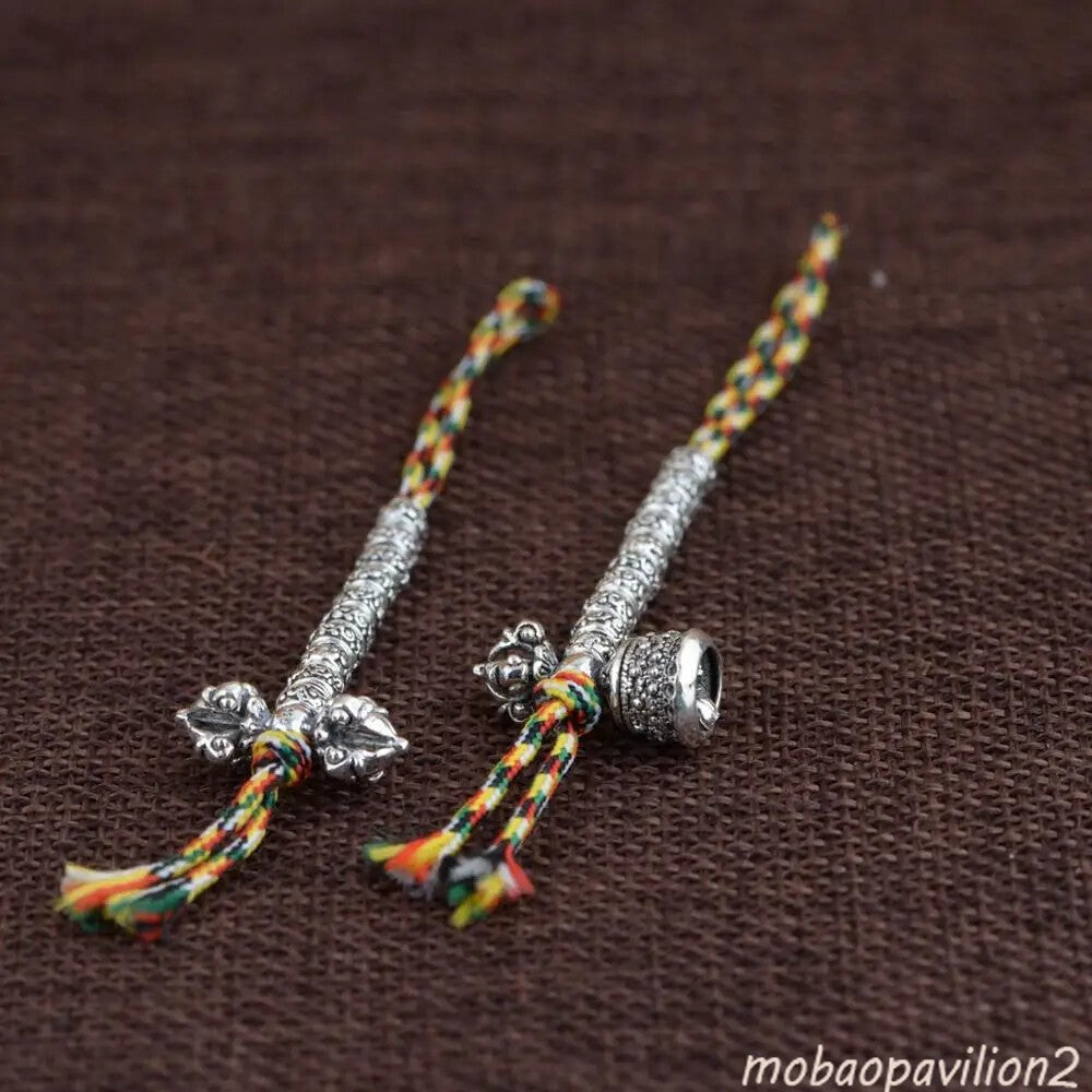 925 Silver New Tibetan Mala's Dorje Bell Charms Sterling Buddhist Prayer Beads