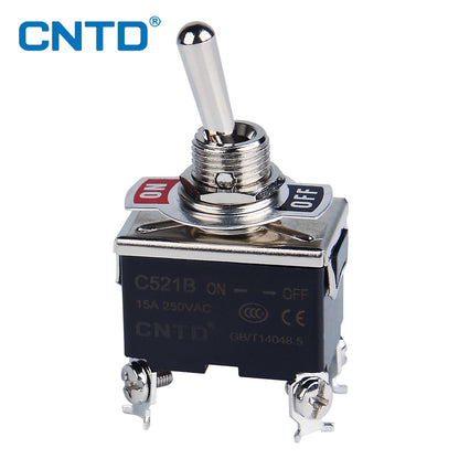 CNTD Self-locking Toggle Switch 15A 250VAC C5 Series Single Pole Double Pole