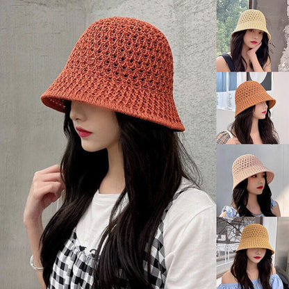 Women Ladies Summer Sun Beach Straw Hat Floppy Wide Brim Foldable Cap Bucket Hat