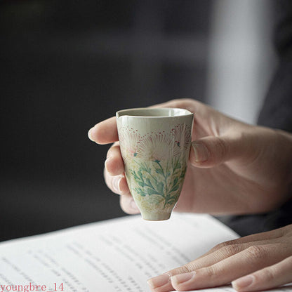 1PC Hand-painted Dandelion Tea Cup Honey Porcelain Smell Cup Master Cup