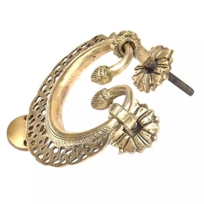 Antique Look Brass Ornate Jali Design Heavy Main Door Knocker Door Bell