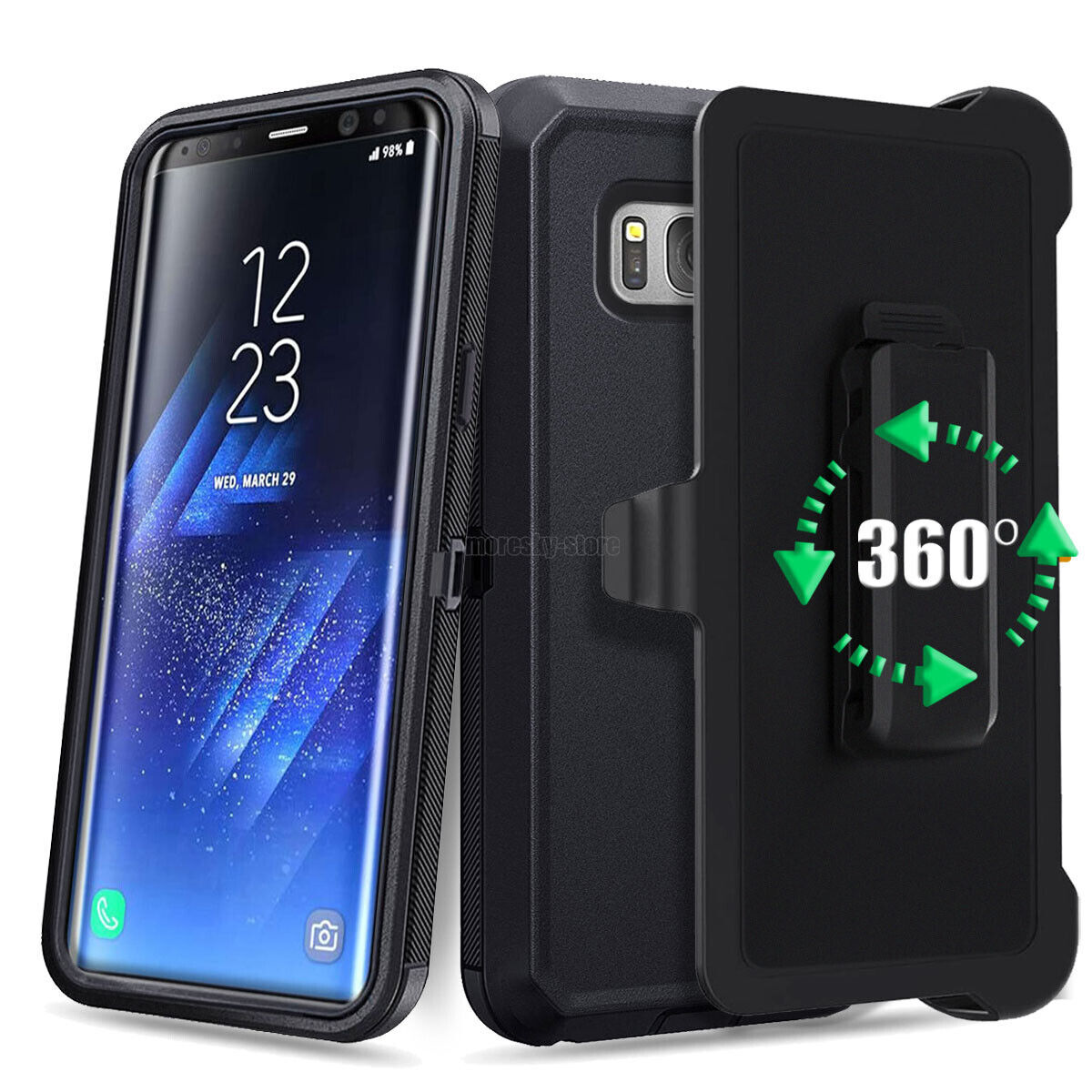 For Samsung Galaxy S8 Plus Heavy Duty Rugged Hard Soft Case / Clip Holster Stand
