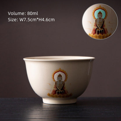 Noctilucent Design Chinese Porcelain Tea Cup Ceramic Buddha Style Master Cup New