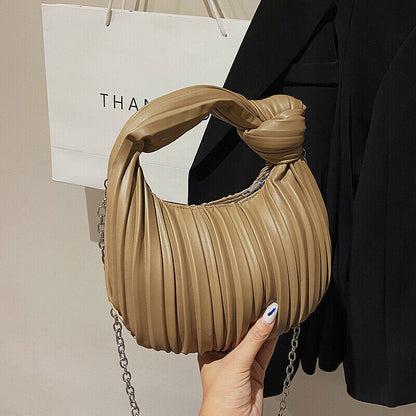 New Vintage Niche Armpit Pleated Bag Women Tote Soft Knot Dumpling Bag