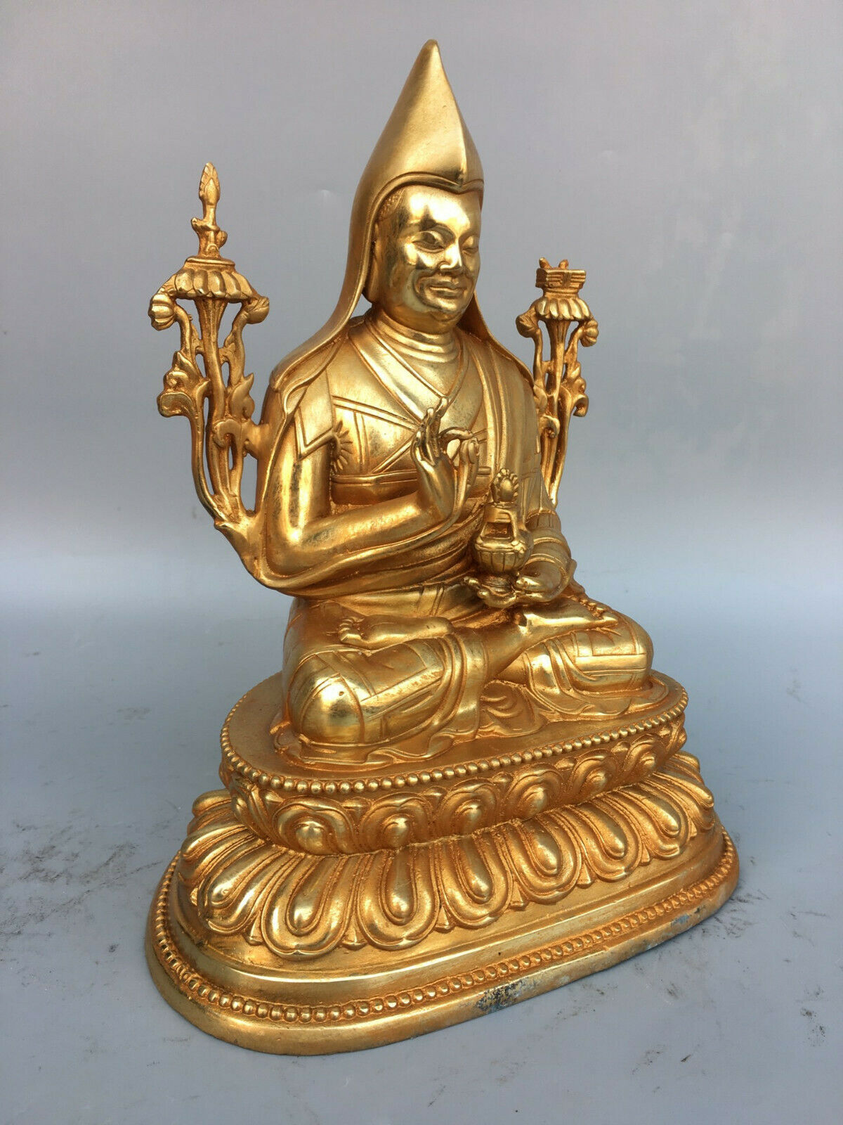 25 cm China Brass Je Tsongkhapa Statue Bronze gold Buddha Statue sculpture