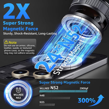 Upgraded Vacuum Magnetic Phone Holder for Car,360° Adjustable Suction Cup Phone