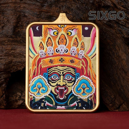 Tibetan Thangka Pendant Lhamo Jambhala Green Tara Amulet Car Hang Buddhist Charm