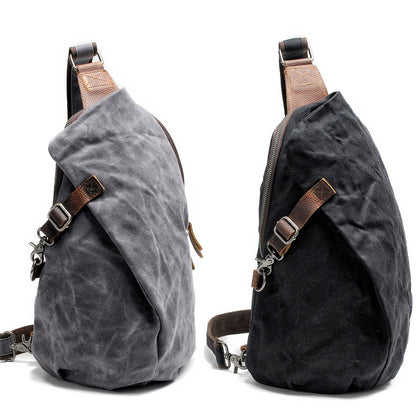Waxed Canvas Sling Bag One Strap Backpack Rucksack Chest Pack Single Strap