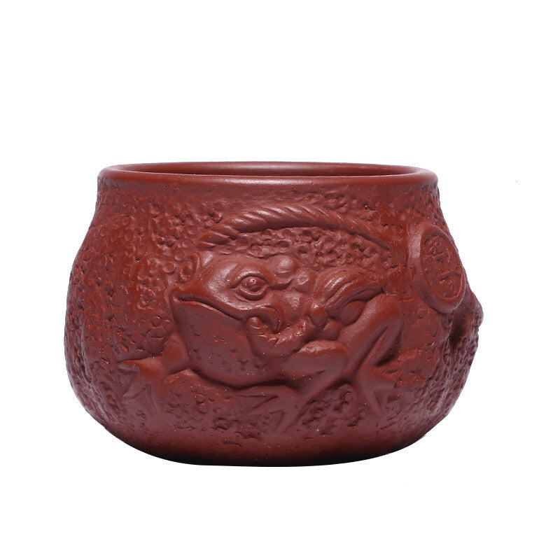 Handmade Carved Toad Relief Master Cup Real Yixing Zisha Personal Tea Cup 80ml