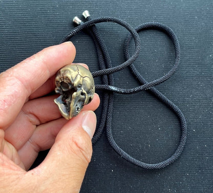 Brass Skull Head Statue Pendant Chain