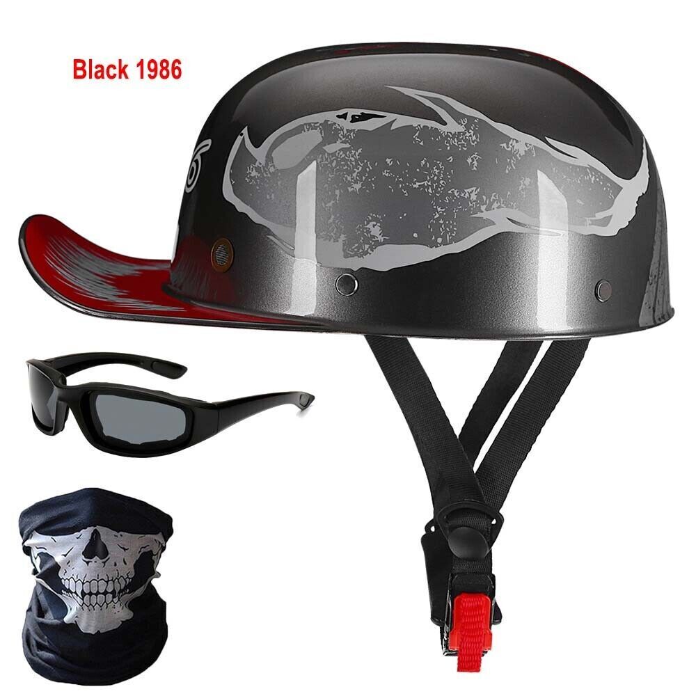 Helmet Motorcycle Vintage Baseball Cap Scooter Helmet With Glasses+Scarf For Men