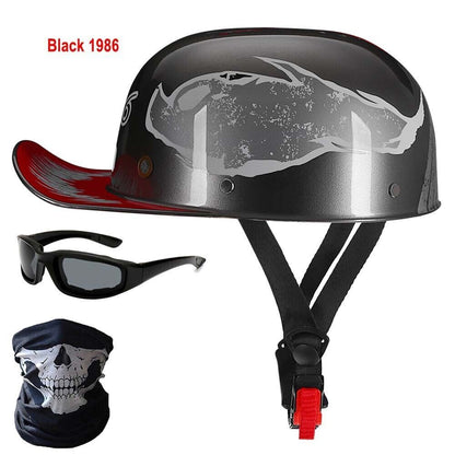 Helmet Motorcycle Vintage Baseball Cap Scooter Helmet With Glasses+Scarf For Men