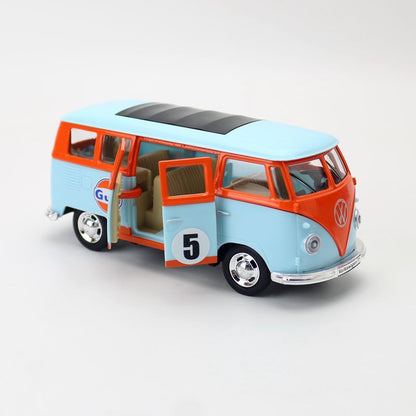 1:30 Diecast GULF Oil Volkswagen T1 Bus Metal Car Model Toy Pull Back Sound