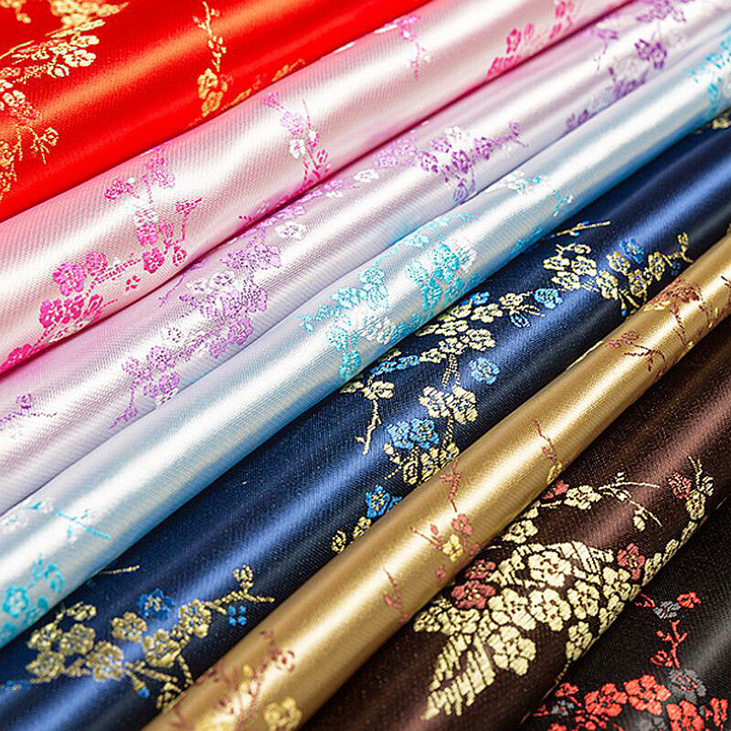 1M Chinese Fabric Vintage Brocade Satin Jacquard Floral Cheongsam Sewing DIY