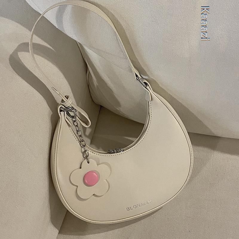 Synthetic Leather Handbag Purses Vintage Zipper Half Moon Crescent Shoulder Bags