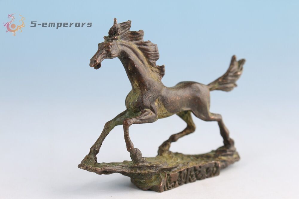 Rare Chinese bronze old horse Figure statue netsuke collectable gift tea pet
