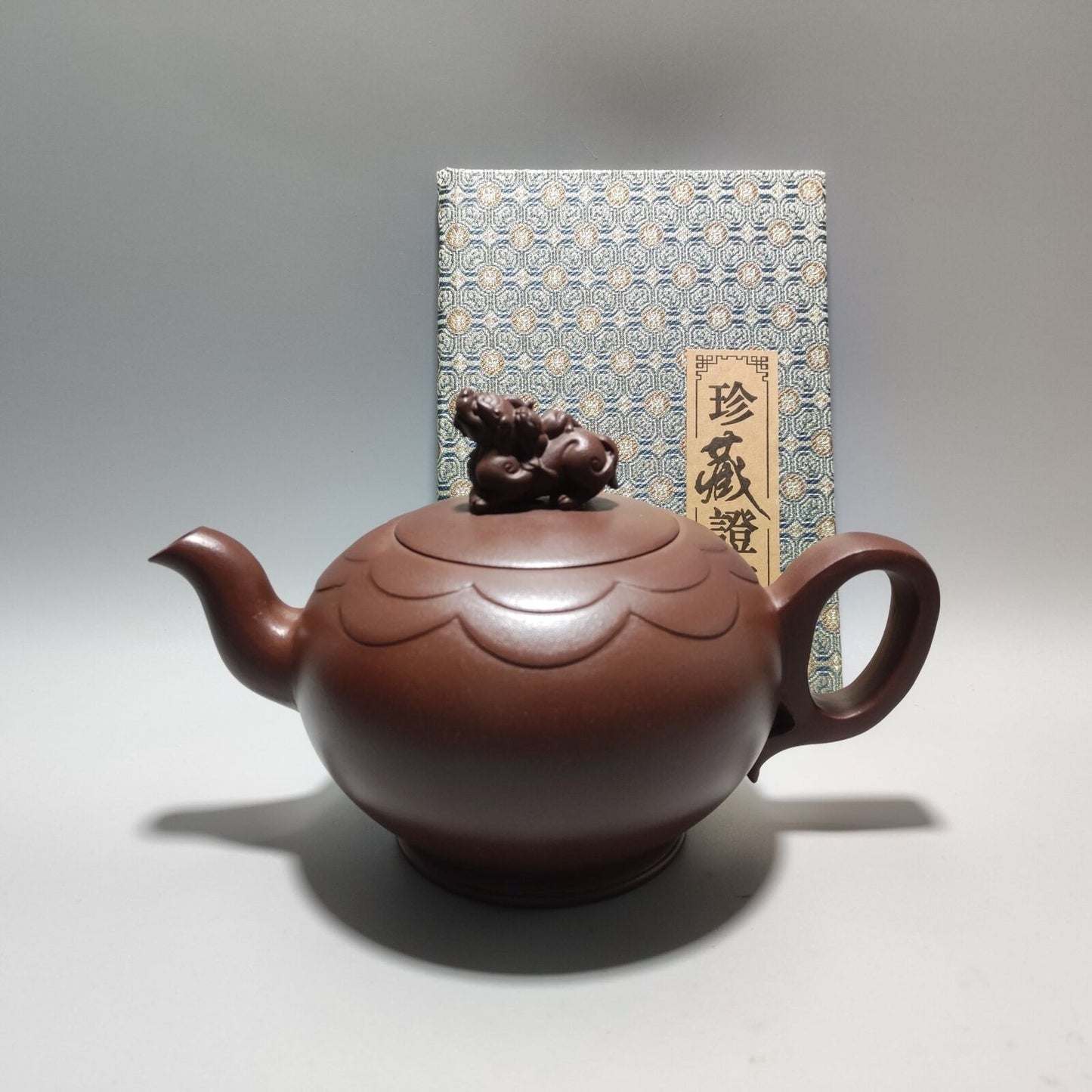 Vintage Chinese Yixing Purple Clay Teapot Zisha Ceramic Carving Beast Teaware