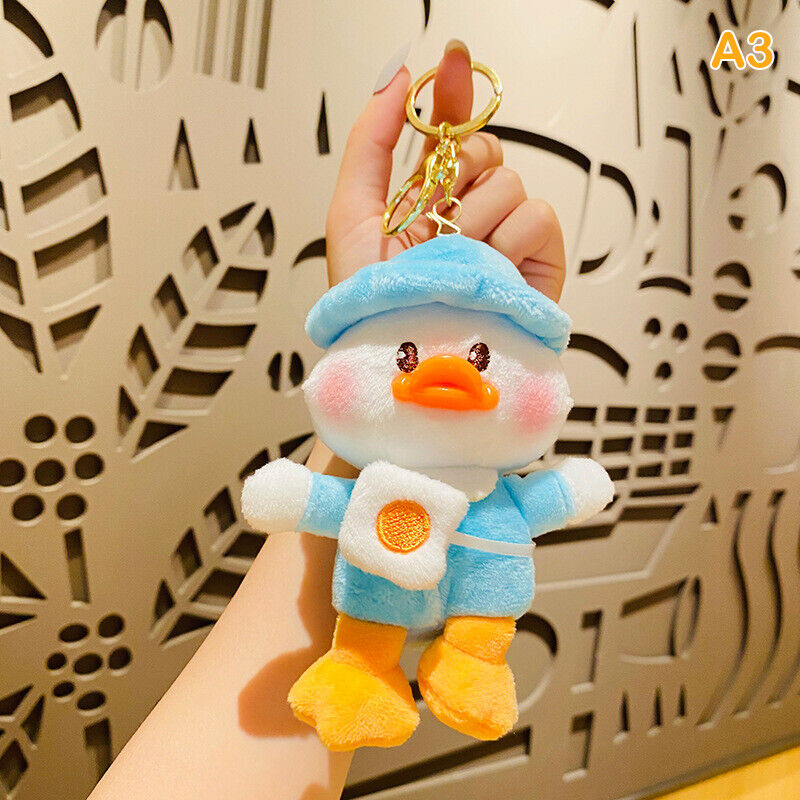 Cute Plush School Duck Soft Stuffed Toy Key Chain Cartoon Doll Keyring Bag Charm