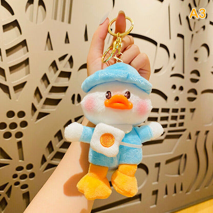 Cute Plush School Duck Soft Stuffed Toy Key Chain Cartoon Doll Keyring Bag Charm