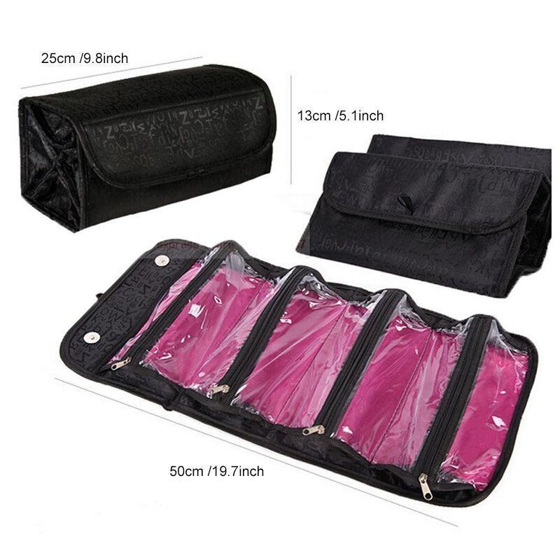 4-Layer RollUp Cosmetic Makeup Pouch Large Travel Storage Bag Toiletry Organizer