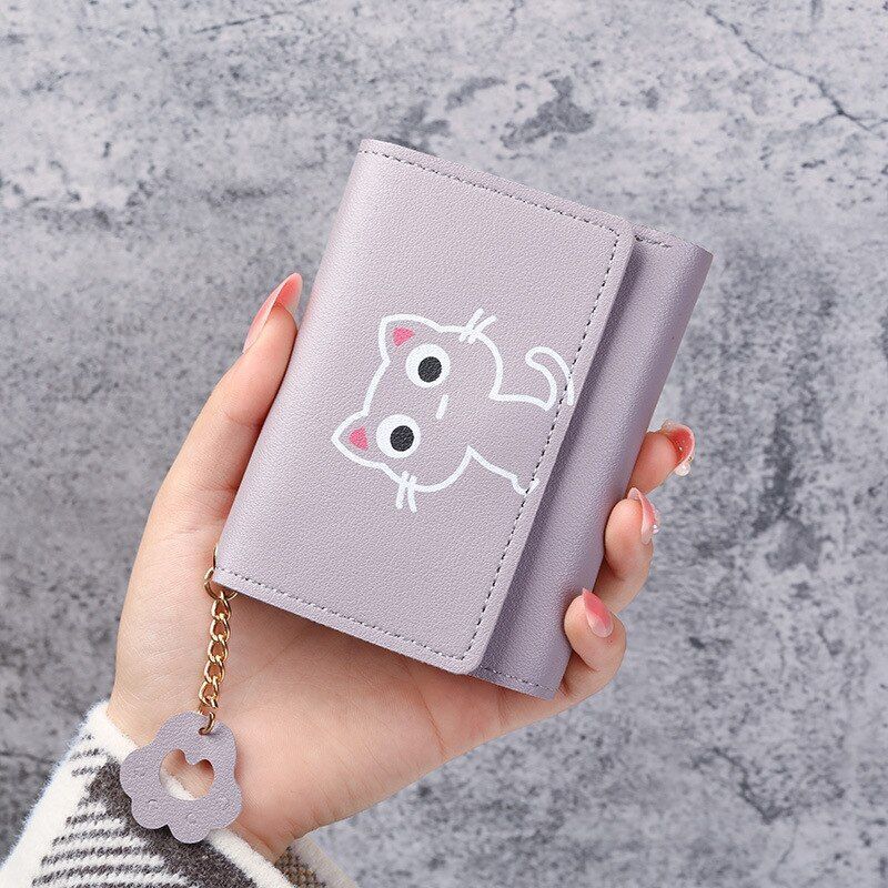 Wallet Cute Short Wallet Leather Small Purse Money Bag Card Holder 11.5x2x9 cm