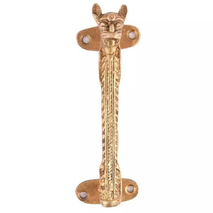 Set of 2 Antique Look Brass Wild Cat Figurine In Gold Door Handle