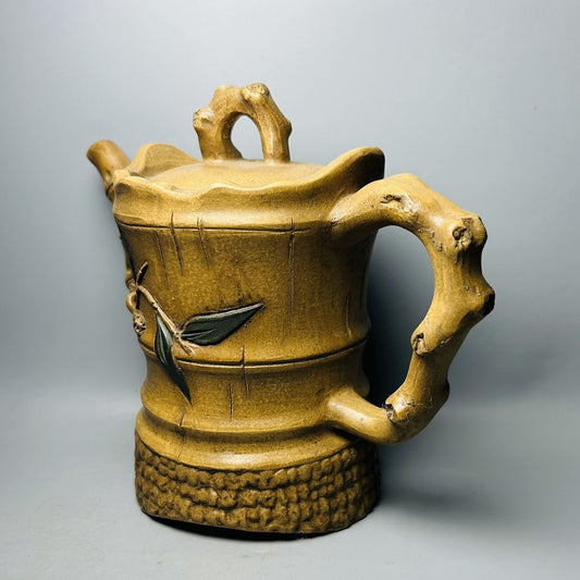 Vintage Chinese Yixing Purple Clay Teapot Zisha Ceremony Ceramic Bamboo Teaware
