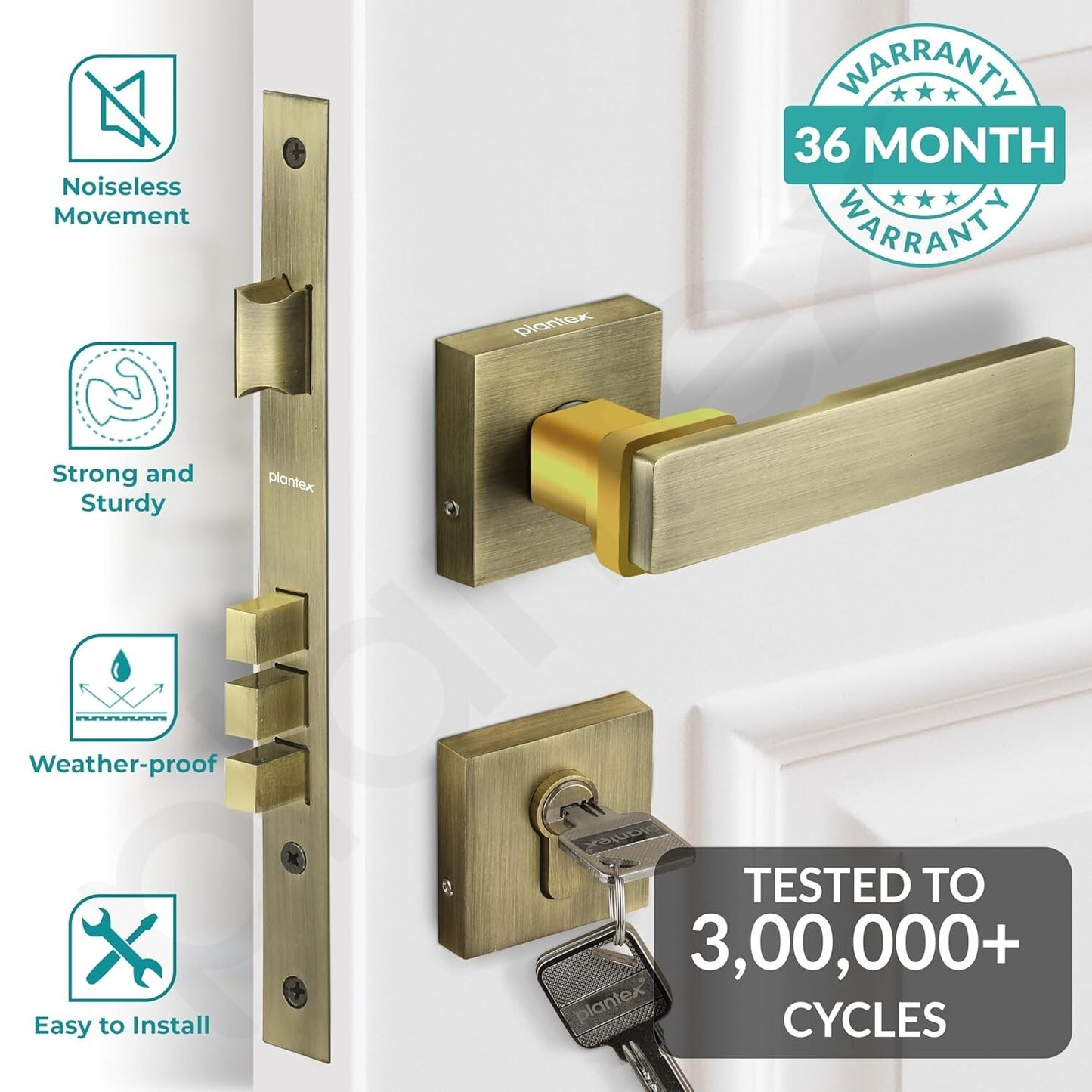 Heavy Duty Mortise Main Door Lock Set For Home With 3 Brass Keys