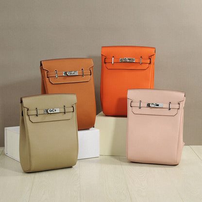 Small Real Leather Sling Chest Pack Shoulder Bag Crossbody Backpack Flap Purse