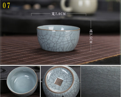 Marked Tea Cup Crackle Glaze Brother Kiln Porcelain Cup Longquan Celadon Cup Tea