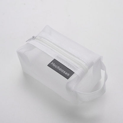 Nylon Small Square Mesh Makeup Case Three-dimensional Coin Purse Holder Bags 1PC