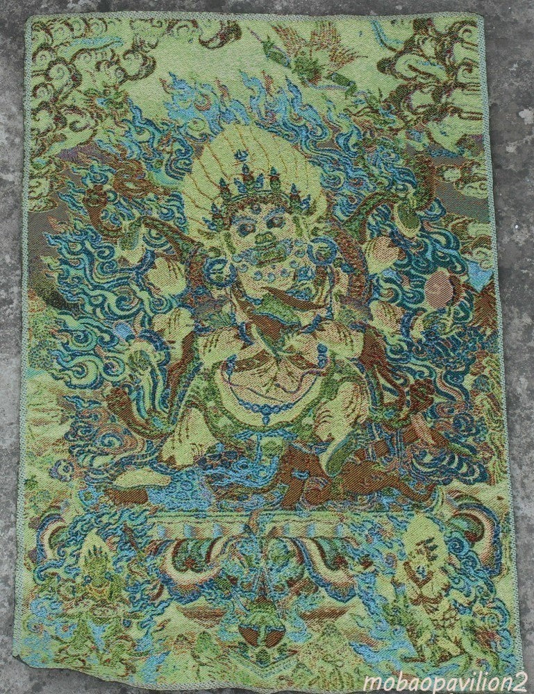 36" New Tibet Silk Six Arms Mahakala Wrathful Deity Buddha Thangka Thanka Statue