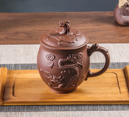 550ml Exquisite Chinese Yixing Purple Clay Pot Handmade Red Dragon Teacup