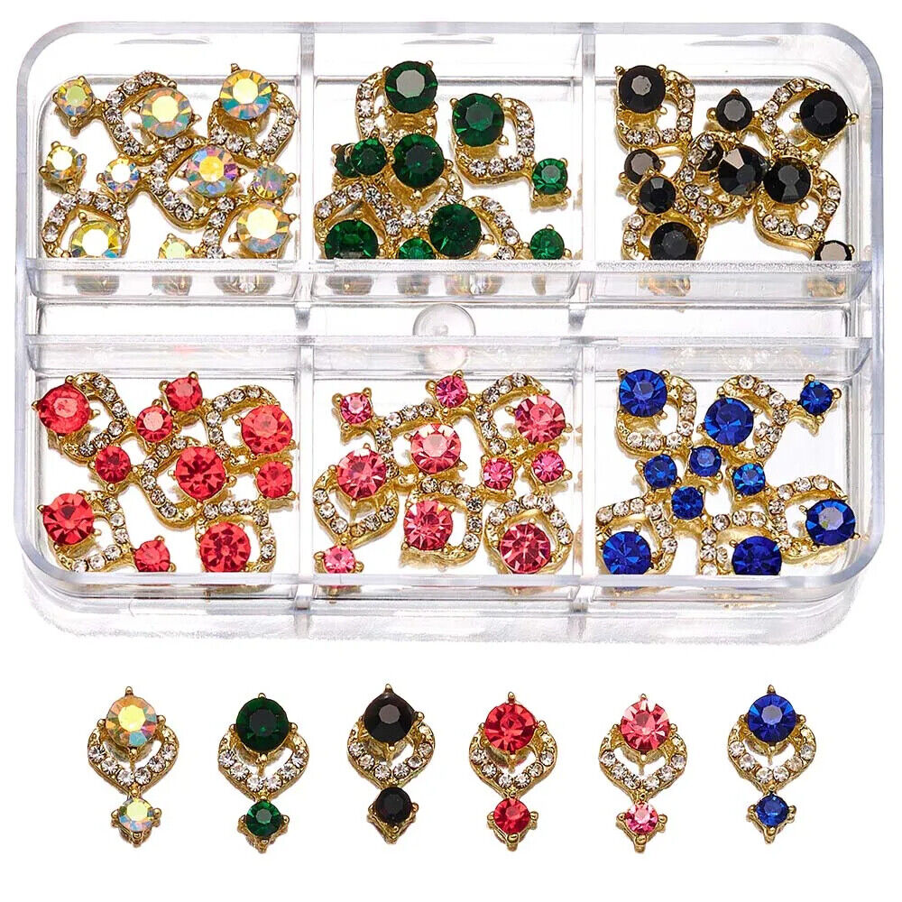 Nail Charms 30Pcs Boxed Luxury Shiny Planet Alloy 3D Art Rhinestones Bling Decor