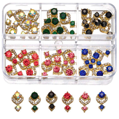 Nail Charms 30Pcs Boxed Luxury Shiny Planet Alloy 3D Art Rhinestones Bling Decor