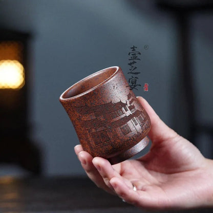 200ml Yixing Zisha Landscape Porcelain Tea Bowl Tea-tasting Cup Master Cup
