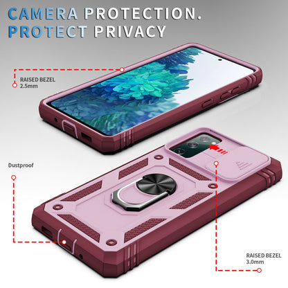 For Samsung Galaxy S20 FE / 5G Ring Stand Case w/ Camera Slide Cover Accessories
