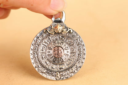 Chinese tibet silver dragon amulet pendant netsuke nobe necklace