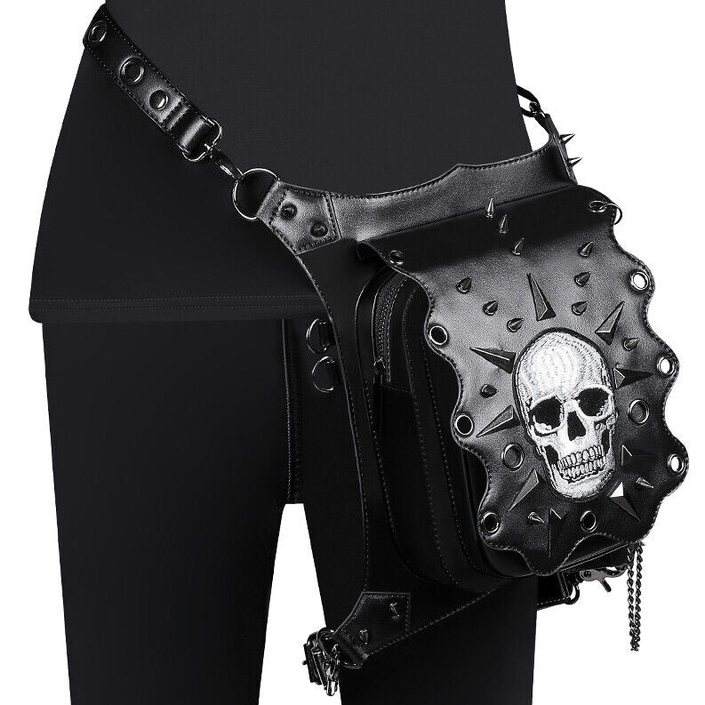 Lady's Leather Leg Drop Belt Bag Punk Rock Motorcycle Thigh Hip Waist Fanny Pack