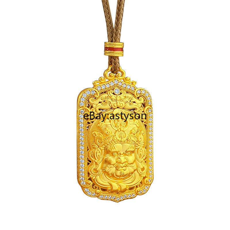 New Fortune God of Wealth 24K Gilding YELLOW GOLD Pendant