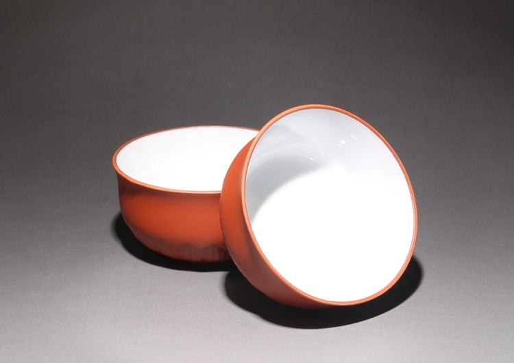 50ml*2 Tea Cups Yixing Zisha Red Stoneware Teaset Cup Lotus Design Porcelain Cup