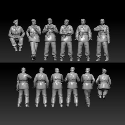 1/72 1/64 1/87 WWII French Tank Trooper 6-Persons Unpainted Model Ornament