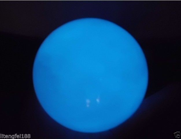 80-82mm blue Glow White Jade Stone Glow In The Dark Stone Ball 780g