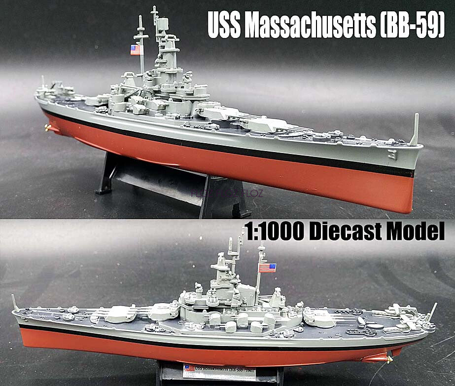 FloZ WWII Battleship USS Massachusetts BB-59 1/1000 diecast Model Ship