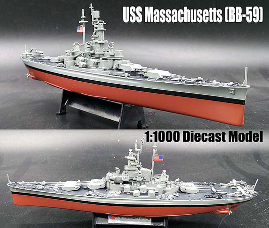 FloZ WWII Battleship USS Massachusetts BB-59 1/1000 diecast Model Ship