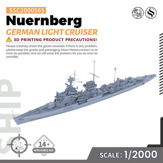 SSMODEL SSC2000565 1/2000 Military Model Kit German Nuernberg Light Cruiser