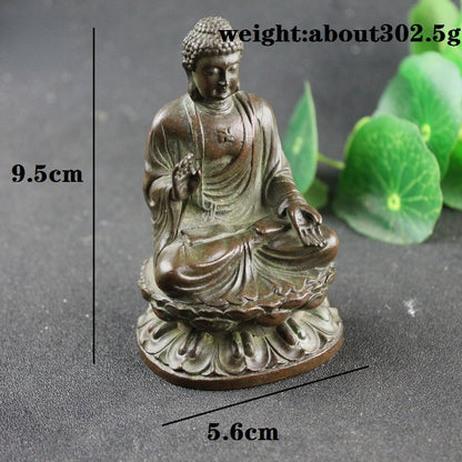 Copper Tathagata Buddha Statue Sculpture Retro Feng Shui Miniatures Figurines